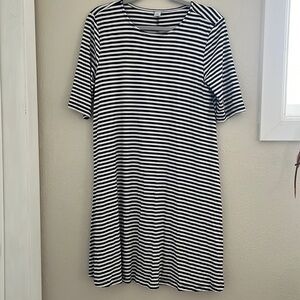 Black and white striped dress